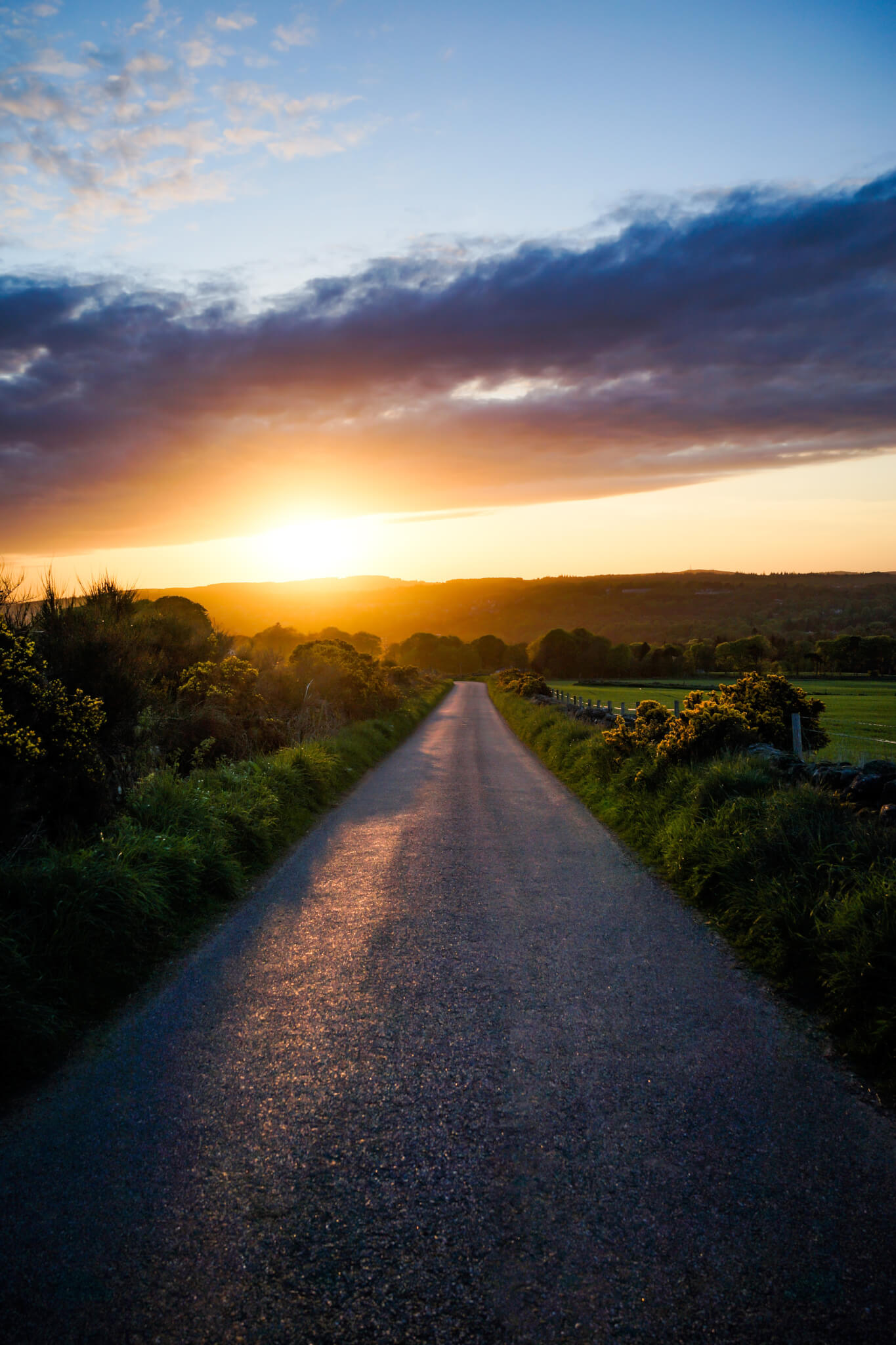 Road and sunset