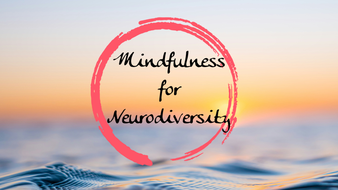 Mindfulness for neurodiversity calligraphy on rippling water background