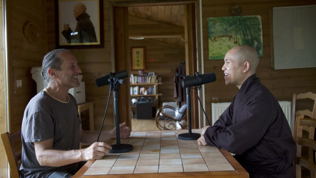 Jo and Phap Huu in the podcast hut